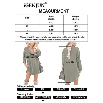 iGENJUN Women's Long Sleeve Beach Cover-ups Tunic with Pockets