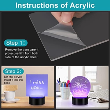 EEEKit 4-Piece Acrylic Light Base Set for DIY Gifts