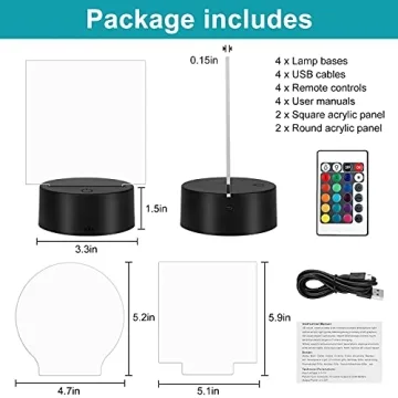 EEEKit 4-Piece Acrylic Light Base Set for DIY Gifts