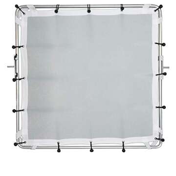 Glide Gear BFS 100 Butterfly Scrim Diffuser – Modular 4x4ft, 6x6ft, 8x8ft Light Diffuser with Quick Assembly, 3 Nylon Silk Scrims, Aluminum Frame, and C-Stand Pole Clamps for Photography & Video