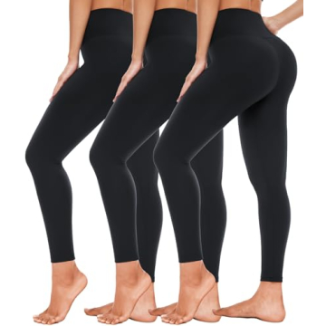 High Waisted Leggings for Women-Womens Black Seamless Workout Leggings Running Tummy Control Yoga Pants(S-M)