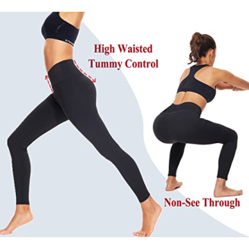 High Waisted Leggings for Women-Womens Black Seamless Workout Leggings Running Tummy Control Yoga Pants(S-M)