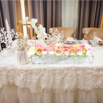 4Pcs Acrylic Flower Vase with 64 Holes,63 inch Decorative Long Clear Vase Modern,Rectangular Acrylic Vases Clear Floral Centerpiece for Dining Table Reception Home Party Decorations