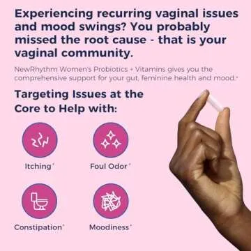 NewRhythm Probiotics for Women, P-5-P, Vitamin C & Organic Cranberry, 100 Billion CFU 18 Strains, Prebiotics & Probiotics, Vaginal Probiotics for Digestive Health & PH Balance, 60 Capsules, No Dairy