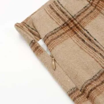 Khaki Skirts for Women High Waisted Fall Winter Pencil Bodycon Short Flannel Tweed Wool Plaid Mini Skirts Dresses Business Work Casual Outfits Clothes(Khaki 01, XS)