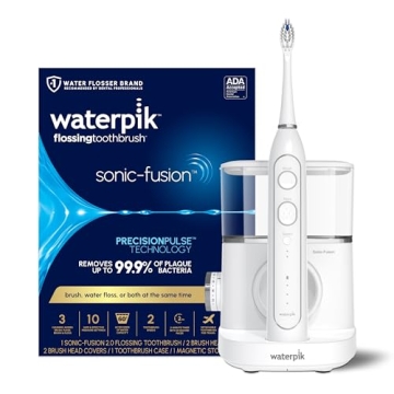 Waterpik Sonic-Fusion 2.0 Professional Flossing Toothbrush, Electric Toothbrush and Water Flosser Combo In One, White SF-04, Packaging May Vary