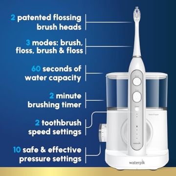 Waterpik Sonic-Fusion 2.0 Professional Flossing Toothbrush, Electric Toothbrush and Water Flosser Combo In One, White SF-04, Packaging May Vary