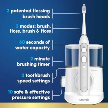 Waterpik Sonic-Fusion 2.0 Professional Flossing Toothbrush, Electric Toothbrush and Water Flosser Combo In One, White SF-04, Packaging May Vary