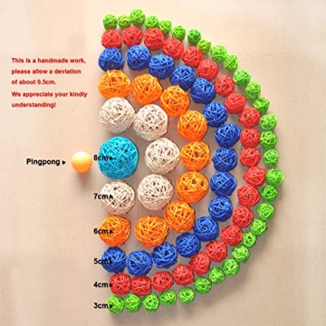 Ougual Set of 10pcs Wicker Rattan Balls Table Wedding Party Christmas Decoration (Diameter 1.6 Inch, Natural Color)
