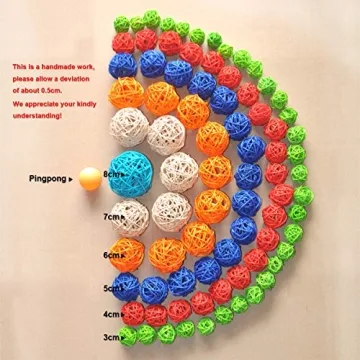 Ougual Set of 10pcs Wicker Rattan Balls Table Wedding Party Christmas Decoration (Diameter 1.6 Inch, Natural Color)