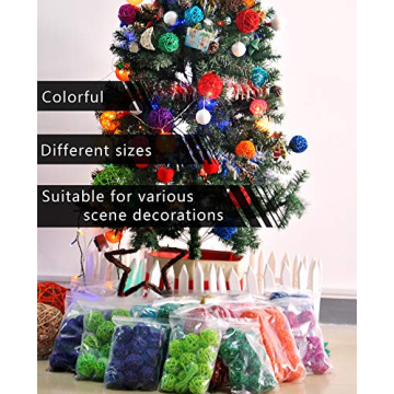 Ougual Set of 10pcs Wicker Rattan Balls Table Wedding Party Christmas Decoration (Diameter 1.6 Inch, Natural Color)