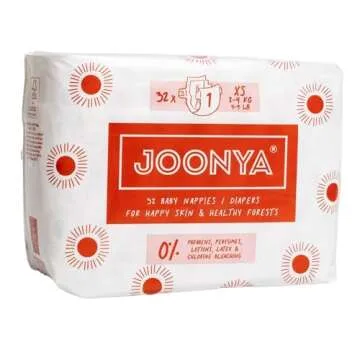 Joonya Baby Diapers, Size 1 XS (4-9 lb) - 6 Bags of 32 (192) - NonToxic, Eco-Friendly Comfort