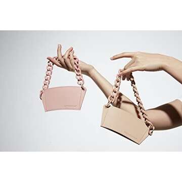 Cup Sleeves for Cold Drinks Reusable Cup Sleeve with Strap, Hot Beverage Sleeve for Reusable Coffee Cups, Insulated Drink Sleeve, Portable Cup Carrier Luggage Cup Holder Travel Cup Sleeve (Beige)