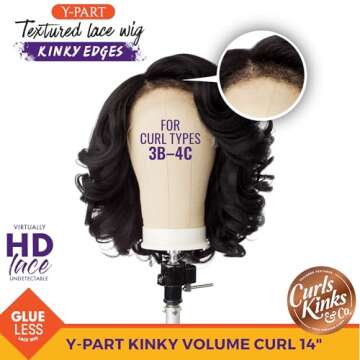 Sensationnel Curls kinksandco kinkyedges wig - kinky volume curl 14 inch y part lace natural kinkyte...