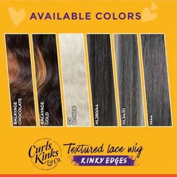 Sensationnel Curls kinksandco kinkyedges wig - kinky volume curl 14 inch y part lace natural kinkytexture edged hairline for natural 3c to 4c hair textures (1B OFFBLACK)