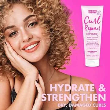 Umberto Giannini Curl Repair Conditioner, Vegan & Cruelty Free Repair & Growth Formula with Seaweed, Wheat Bran & Caffeine, 250 ml