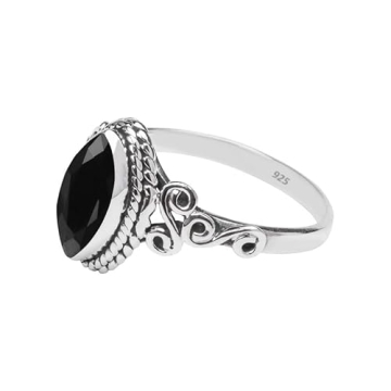 Black Tourmaline Stone Ring 925 Sterling Silver Statement Ring For Women and Girls Handmade Rings Natural Gemstone Ring Promise Ring For Christmas Size US 9 Gift For Her