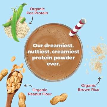 Orgain X Justin's ® Organic Vegan Nut Butter Protein Powder, Chocolate Peanut Butter- 20g Plant Protein, 1g Sugar, Gluten Free, No Dairy, Soy Ingredients, or Artificial Flavors, 1.17 lb