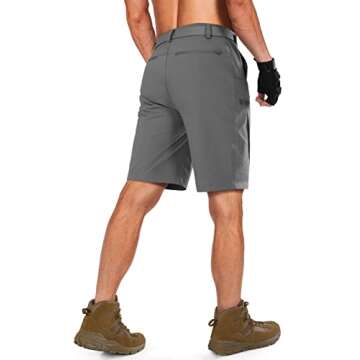 Shallowlulu Mens Cargo Hiking Shorts Water Resistant Quick Dry Lightweight Breathable Tactical Shorts with Nylon Belt(Grey 34W/10L)