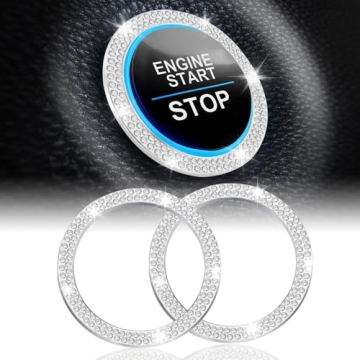 LivTee 2 PCS Crystal Double Rhinestone Car Engine Start Stop Decoration Ring, Stylish Bling for Wome...