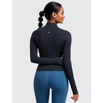 CRZ YOGA Butterluxe Womens Cropped Slim Fit Workout Jacket Weightless Track Athletic Full Zip Up Top...