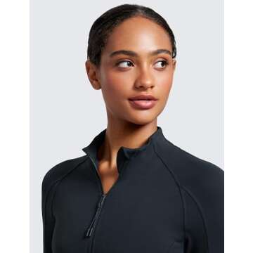 CRZ YOGA Butterluxe Womens Cropped Slim Fit Workout Jacket Weightless Track Athletic Full Zip Up Tops with Thumb Holes True Navy Medium