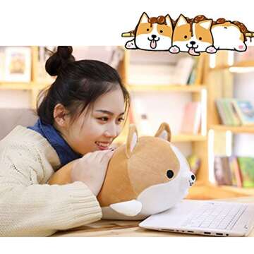 Corgi Soft Plush Throw Pillow Lifelike Animal Pillows Plush Toy