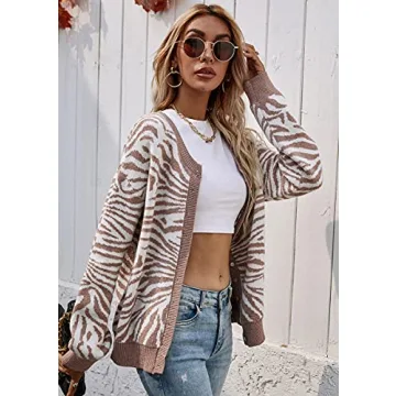 Stylish ECOWISH Leopard Print Cardigan for Women