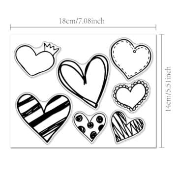 Arbuya Different Type of Hearts Clear Stamps Set for Card Making or Journaling, Valen Heart Silicone...
