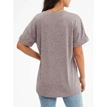 ATHMILE Women's Casual Short Sleeve V-Neck T Shirts