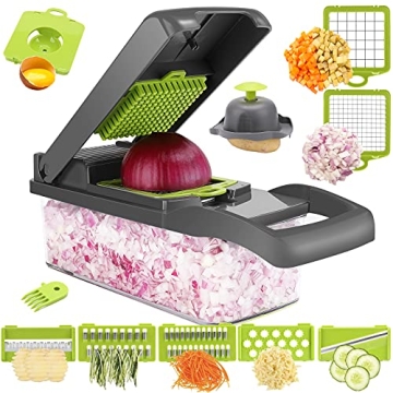 AHCZDDK Vegetable Chopper - Time-and Labor-Saving Food - Pro Onion Cutter and Dicers, 12 in 1 Multif...