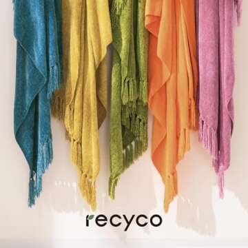 RECYCO Throw Blanket Soft Cozy Chenille Throw Blanket with Fringe Tassel for Couch Sofa Chair Bed Living Room (Rose, 60" x 80")