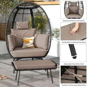 YITAHOME Egg Chair with Ottoman for Ultimate Comfort