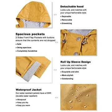 Bloggerlove Yellow Waterproof Lightweight Raincoat for Women