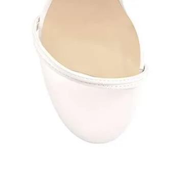 LISHAN Women's Platform High Heels Lace-up Chunky Heeled Sandals PU Ankle Strappy Gladiator Anti-slip Rubber Sole Block Heels Solid Color Sandals Dress Prom Dancing Shoes White Size 11