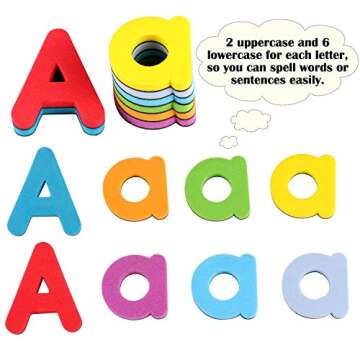 253 PCS Magnetic Letters and Numbers Kit with Double-Sided Magnetic Board and Storage Box Foam Alphabet ABC Refrigerator Magnets Classroom Educational Toys for Kids Children Toddlers