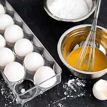 Egg Container for Refrigerator 12 count [2 Pack] | Egg Holder for Refrigerator Stackable with Lid & Handles