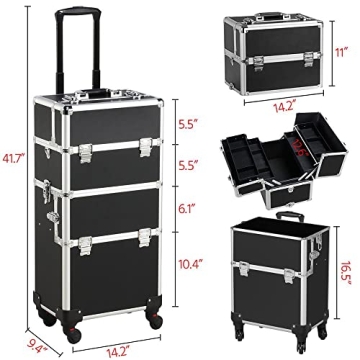 Yaheetech Rolling Makeup Train Case - Stylish & Durable