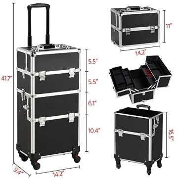 Yaheetech Rolling Makeup Train Case - Stylish & Durable