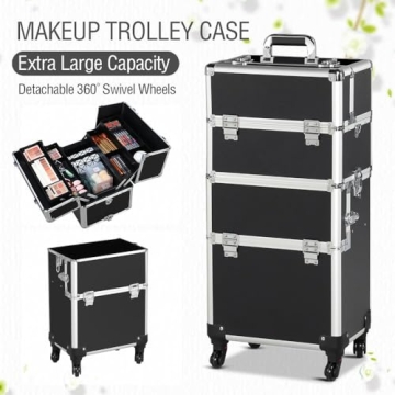 Yaheetech Rolling Makeup Train Case - Stylish & Durable