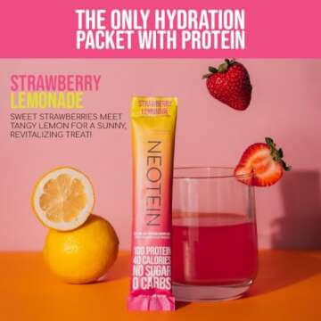 NEOTEIN: Electrolyte Powder Packets with 10g Protein & Collagen - Hydration Packets - Zero Sugar, NO...