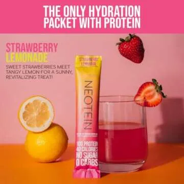 NEOTEIN: Electrolyte Powder Packets with 10g Protein & Collagen - Hydration Packets - Zero Sugar, NO...