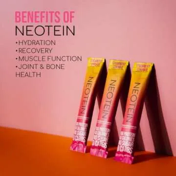 NEOTEIN: Electrolyte Powder Packets with 10g Protein & Collagen - Hydration Packets - Zero Sugar, NO Fillers, NO Carbs | Strawberry Lemonade | 40 Calories | Keto & Paleo | Pack of 15