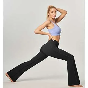 Heathyoga Women's Yoga Pants with Pockets for Women Bootcut Wide Leg Pants for Women High Waisted Workout Pants Black