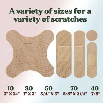 FEBU Organic Bamboo Fabric Bandages | PFAS Free | Flexible & Latex Free | Compostable | 200 Count Bulk Variety Pack