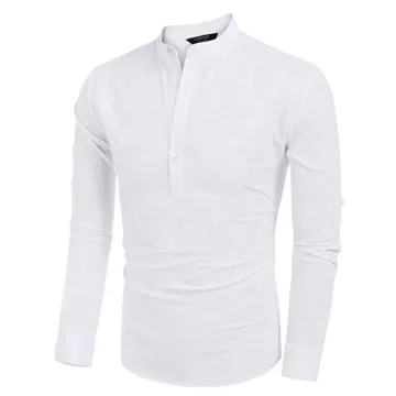 Stylish COOFANDY Men’s Cotton Linen Henley Shirt
