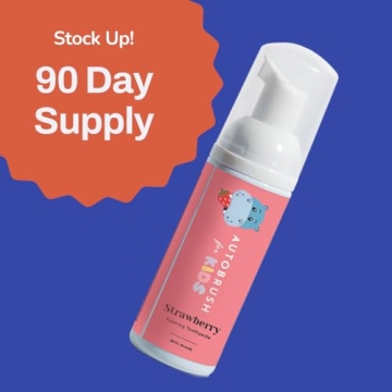 autobrush Kids Fluoride-Free Foaming Toothpaste Strawberry Flavor for Electric or U-Shaped Toothbrush, SLS-Free, Training Toothpaste, Anti-Cavity (3 Pack)