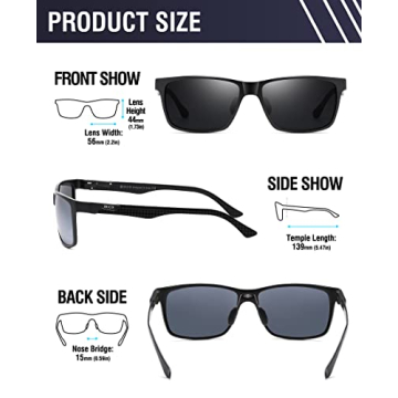 DUCO Square Polarized Sunglasses Lightweight Carbon Fiber UV400