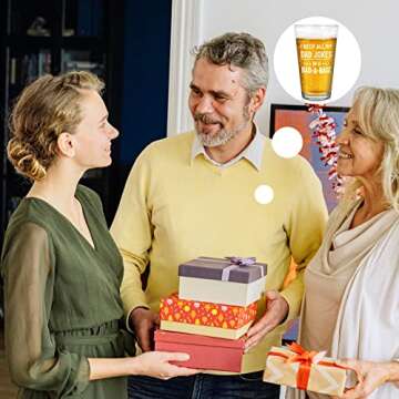 DAZLUTE Father Day Gifts for Dad, I Keep All Dad Jokes in Dad-A-Base Beer Glass for Dad Father Stepdad Father In Law Husband, Dad Gifts from Daughter, Funny Gifts for Dad Christmas Birthday, 15 oz