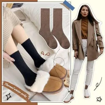 EBMORE Women's Wool Thermal Cozy Socks for Winter